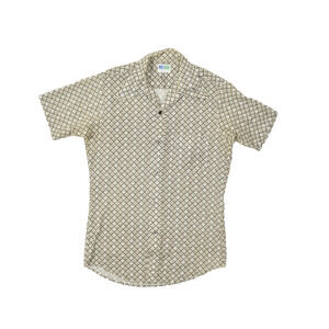 Vintage 70s MR Dee Cee Permanent Press Men Short Sleeve Shirt Size S Paisley USA